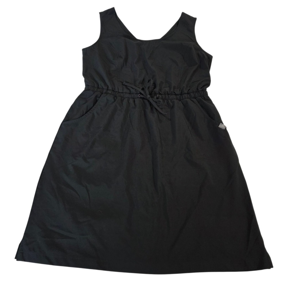 Ascend Dress Womens Black M Drawstring Waist Polyester Blend Sleeveless Casual